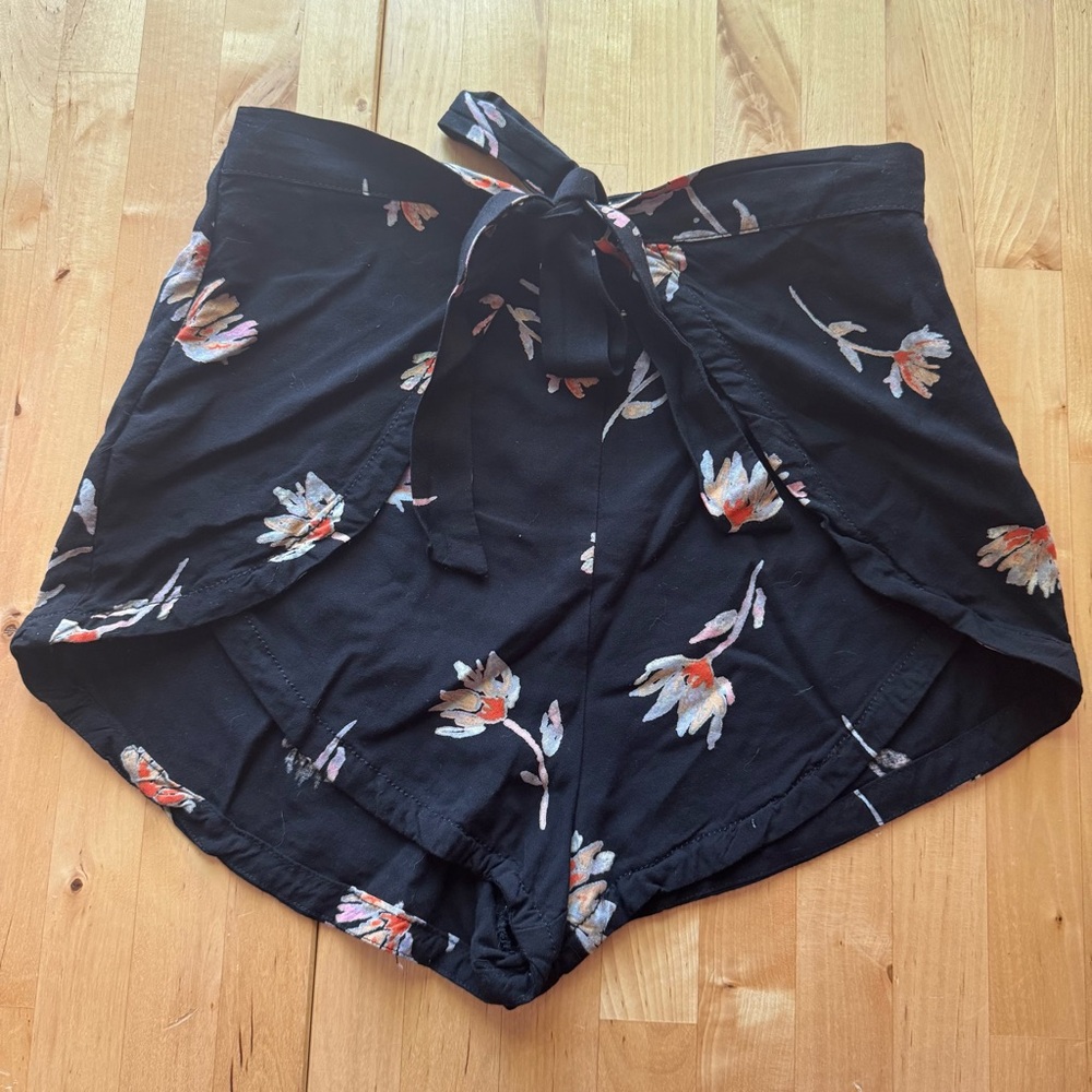 Micro mini floral wrap shorts